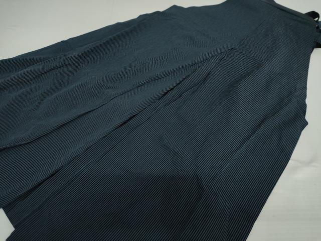 平和屋着物*夏物 男性 馬乗り袴 縞 正絹 逸品 AABI8105cs