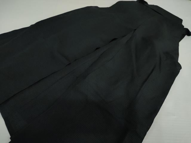 平和屋着物*夏物 男性 行灯袴 縞 黒地 正絹 逸品 AABI8106cs