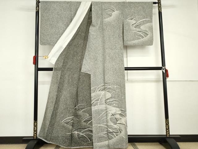平和屋着物*夏物 訪問着 絽 駒刺繍 露芝 たたき染め 銀彩 正絹 逸品 AABI8108cs