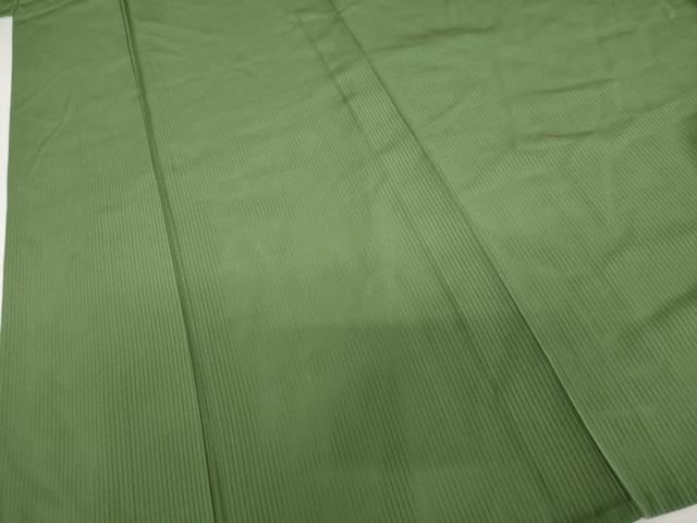 平和屋着物*夏物 色無地 縦絽 松葉色 正絹 逸品 AABI8117cs