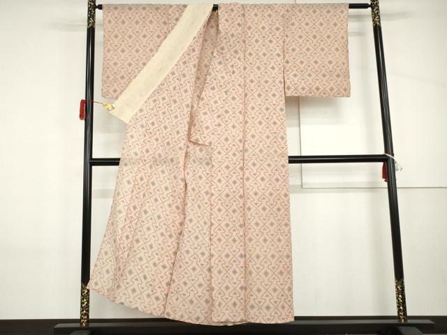 平和屋着物*夏物 本場小千谷ちぢみ 幾何学文様 麻 逸品 AABI8123cs