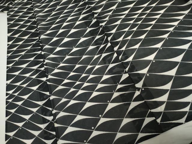平和屋着物*夏物 小紋 絽 幾何学文様 洗える着物 AABI8131cs