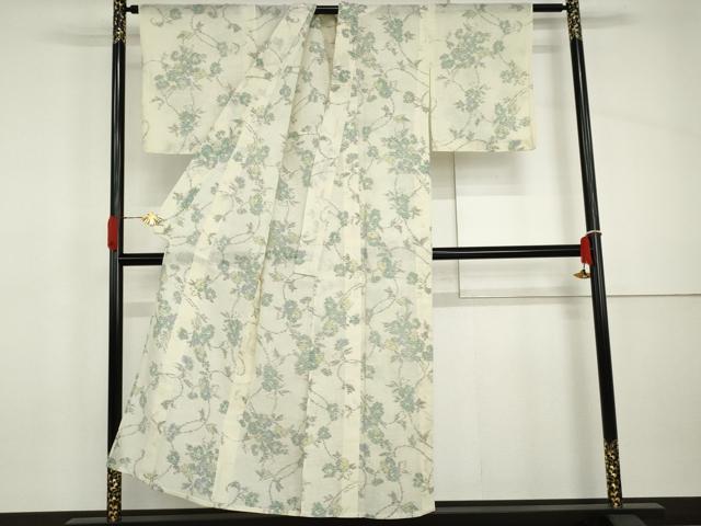 平和屋着物*夏物 小紋 ちぢみ織 枝花文 AABI8147cs