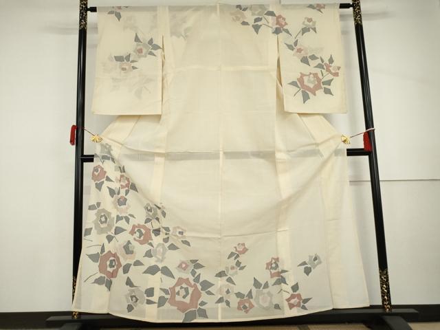 平和屋着物*夏物 紗紬 訪問着 草花文 正絹 逸品 AABI8148cs