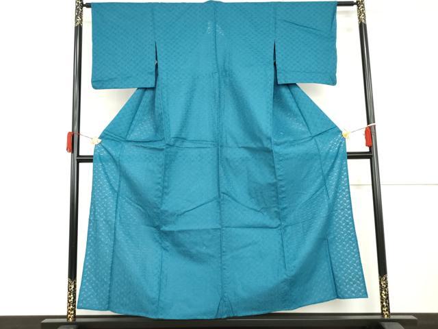 平和屋着物*夏物 色無地 葉尽くし 縹色 綿 逸品 AABI8150cs