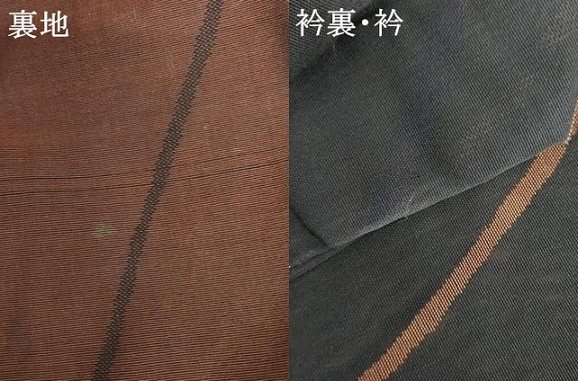 平和屋着物*夏物 小紋 風通紗 舞葉文 黒地 銀糸 AABI8154cs