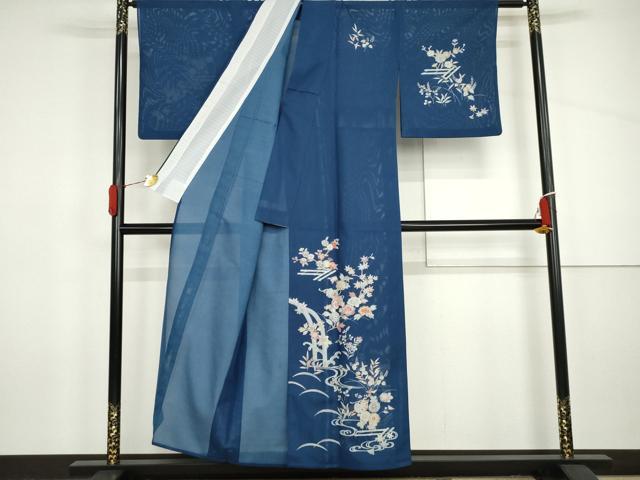 平和屋着物*夏物 訪問着 絽 流水花鼓文 洗える着物 AABI8156cs