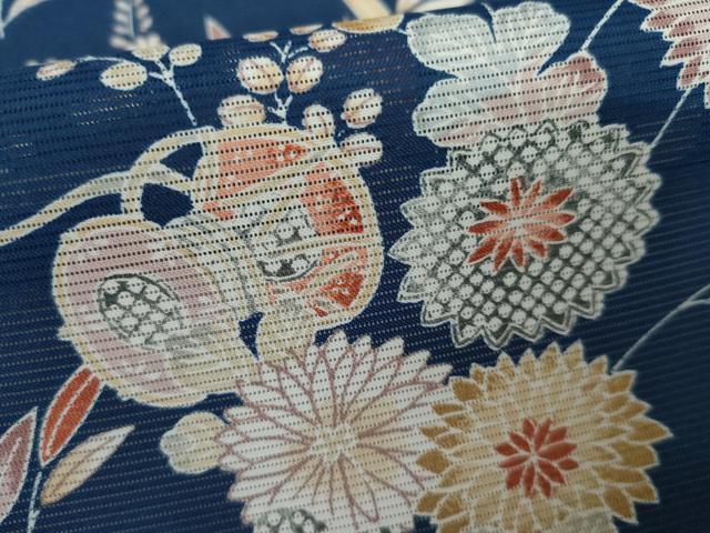平和屋着物*夏物 訪問着 絽 流水花鼓文 洗える着物 AABI8156cs