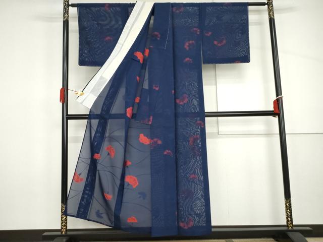 平和屋着物*夏物 小紋 紗 枝花文 正絹 逸品 未使用 AABI8159cs