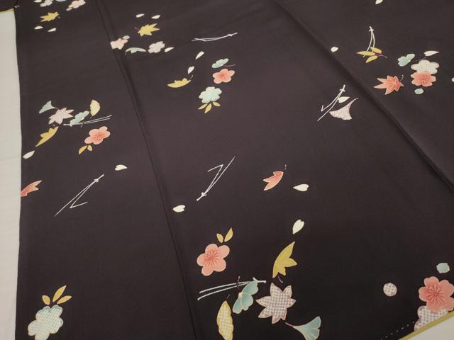 平和屋着物●上質な小紋 吹き寄せ文 正絹 逸品 AABI8162ck