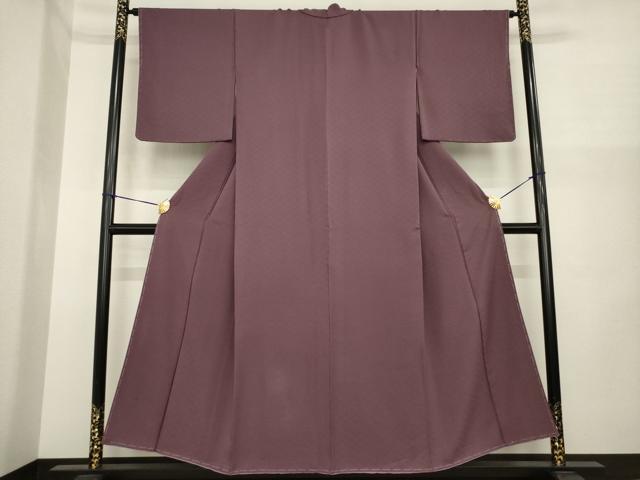 平和屋着物●上質な色無地 蜀江花地紋 紫鳶色 正絹 逸品 AABI8165ck