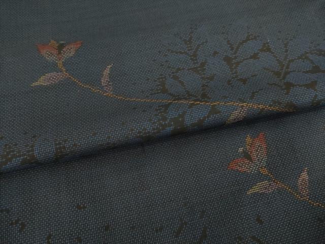 平和屋着物●本場大島紬 カタス9マルキ 花蔦草文 正絹 逸品 AABI8169ck