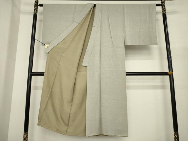 平和屋着物●男性 つくも紬 生壁色 丹後ちりめん 反端付き 正絹 逸品 AABI8170ck