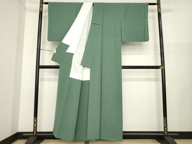 平和屋着物●上質な色無地 柳煤竹色 正絹 逸品 AABI8171ck