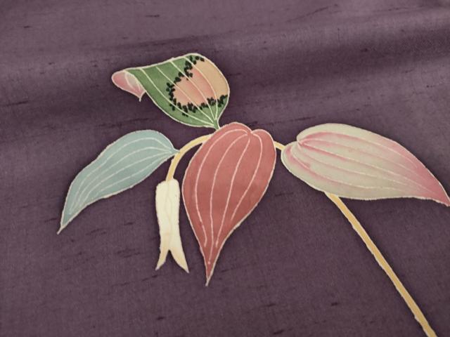 平和屋着物●訪問着 白山紬 友禅 草花文 正絹 逸品 AABI8174ck