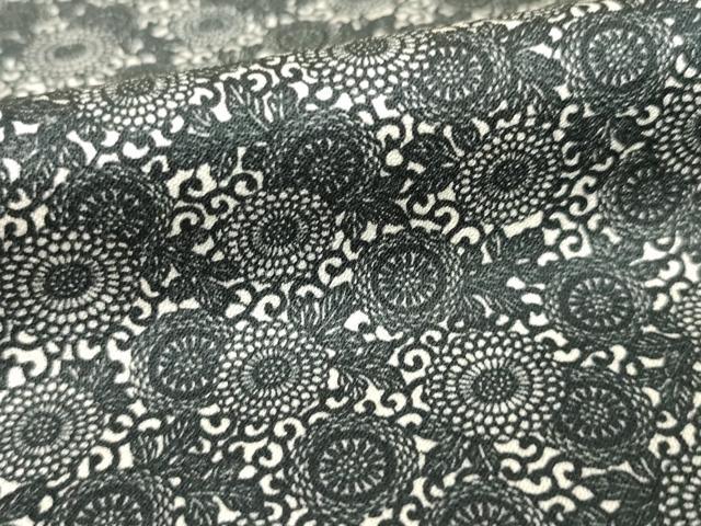 平和屋着物●江戸小紋 菊尽くし 黒地 正絹 逸品 AABI8180ck