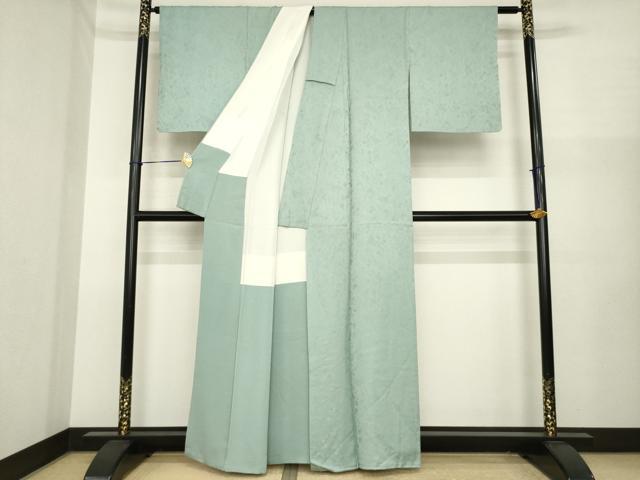 平和屋着物●上質な色無地 吉祥花地紋 豆がら茶色 正絹 逸品 AABI8183ck