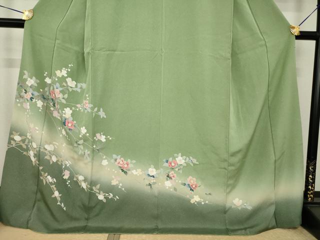 平和屋着物●訪問着 友禅 枝花文 暈し染め 正絹 逸品 AABI8185ck