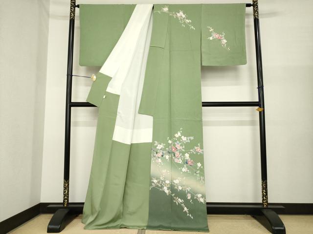 平和屋着物●訪問着 友禅 枝花文 暈し染め 正絹 逸品 AABI8185ck
