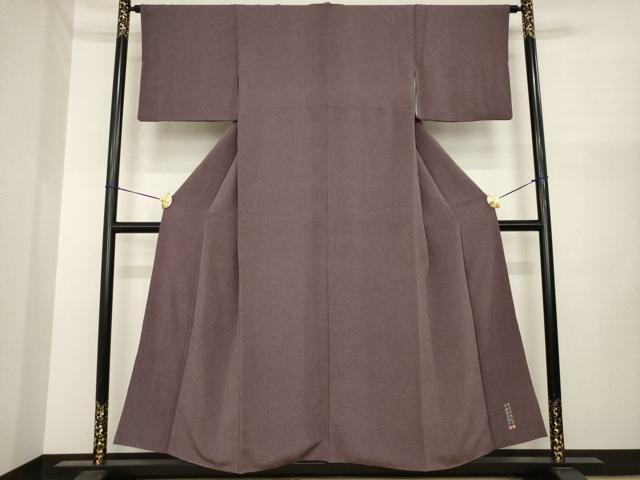 平和屋着物●江戸小紋 彫士:住田双光・染士:服部光擴 立波文 鬼しぼ縮緬 正絹 逸品 AABI8186ck
