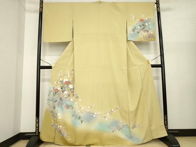 平和屋着物●訪問着 友禅 枝花文 暈し染め 正絹 逸品 未使用 AABI8195ck