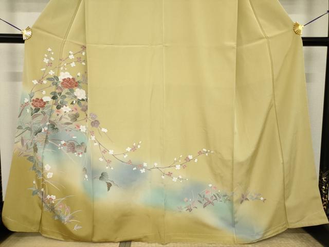 平和屋着物●訪問着 友禅 枝花文 暈し染め 正絹 逸品 未使用 AABI8195ck