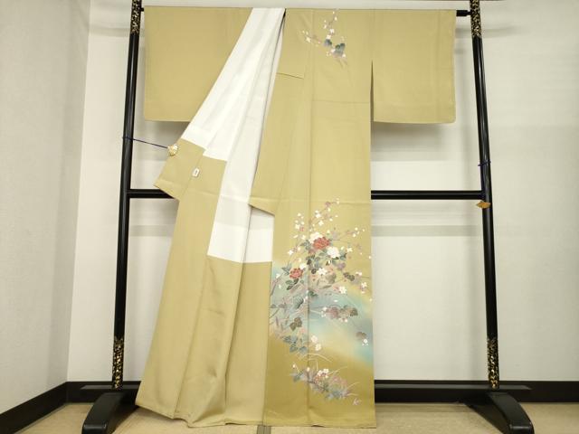 平和屋着物●訪問着 友禅 枝花文 暈し染め 正絹 逸品 未使用 AABI8195ck