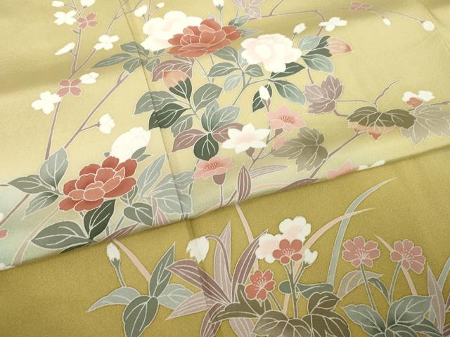 平和屋着物●訪問着 友禅 枝花文 暈し染め 正絹 逸品 未使用 AABI8195ck