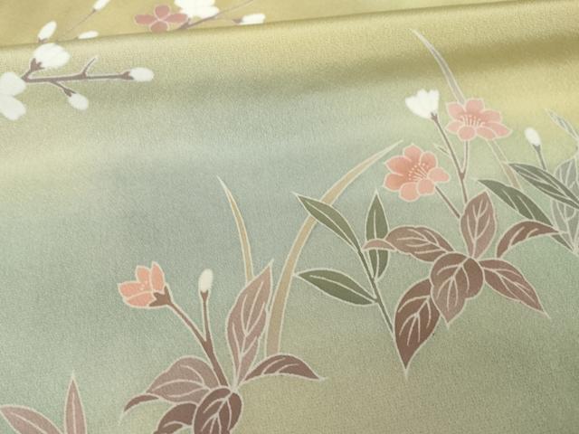 平和屋着物●訪問着 友禅 枝花文 暈し染め 正絹 逸品 未使用 AABI8195ck