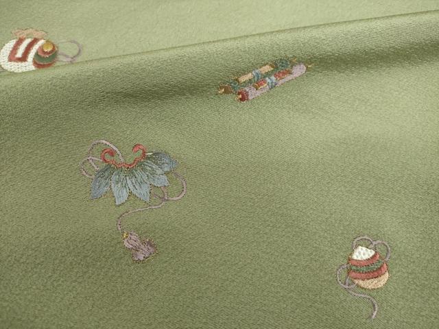 平和屋着物●訪問着 総刺繍 宝尽くし 金糸 正絹 逸品 AABI8205ck