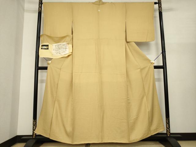 平和屋着物●伝統工芸師 服部光擴 江戸小紋 堅牢草木染 鮫小紋柄 反端付き 正絹 逸品 AABI8208ck