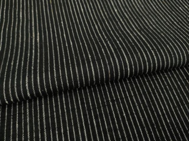 平和屋着物●上質な紬 縞 黒地 正絹 逸品 AABI8210ck