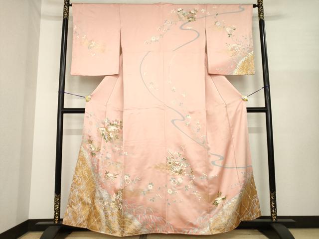 平和屋着物●訪問着 駒刺繍 地紙花籬文 暈し染め 金銀彩 正絹 逸品 AABI8216ck
