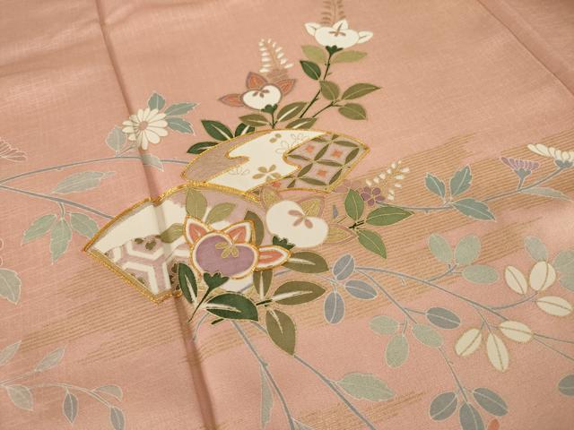 平和屋着物●訪問着 駒刺繍 地紙花籬文 暈し染め 金銀彩 正絹 逸品 AABI8216ck