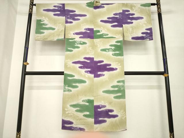 平和屋着物●アンティーク 大正ロマン 長襦袢 袷 エ霞花文 正絹 逸品 AABI8218ck