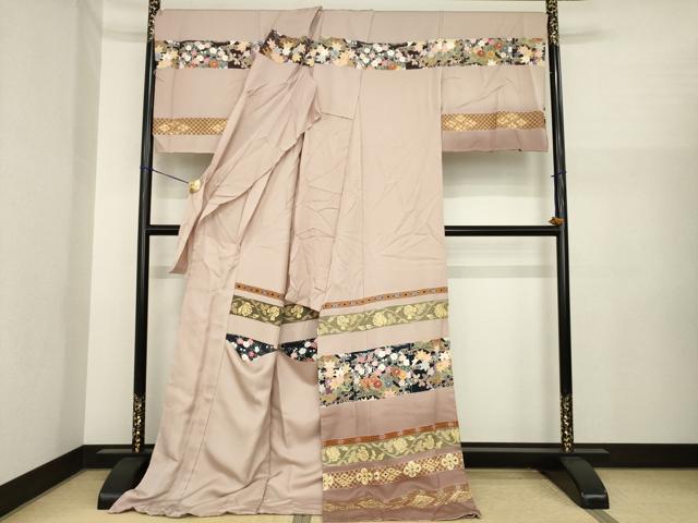 平和屋着物●史上初の女性友禅師 京都府伝統産業優秀技術者 京の名工 岡山武子 訪問着 花筏文 仮絵羽 正絹 逸品 未使用 AABI8220ck