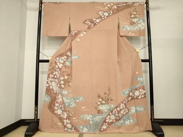 平和屋着物●訪問着 作家物 辻が花 手描き 絞り エ霞花文 金彩 正絹 逸品 AABI8222ck