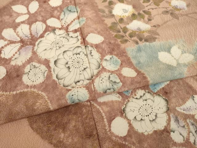 平和屋着物●訪問着 作家物 辻が花 手描き 絞り エ霞花文 金彩 正絹 逸品 AABI8222ck