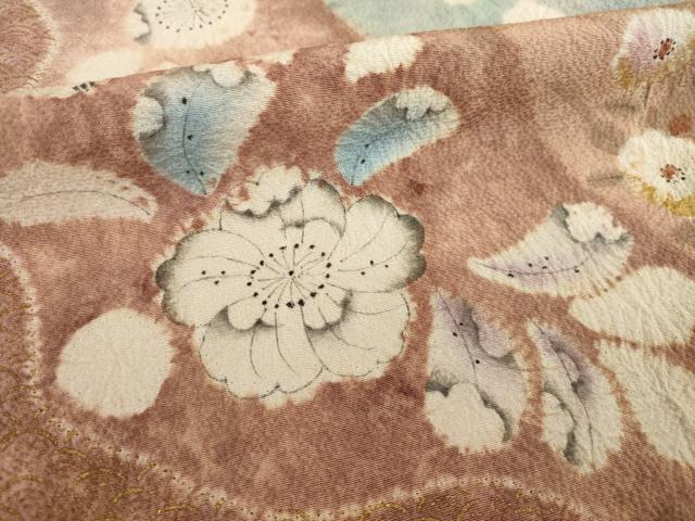 平和屋着物●訪問着 作家物 辻が花 手描き 絞り エ霞花文 金彩 正絹 逸品 AABI8222ck