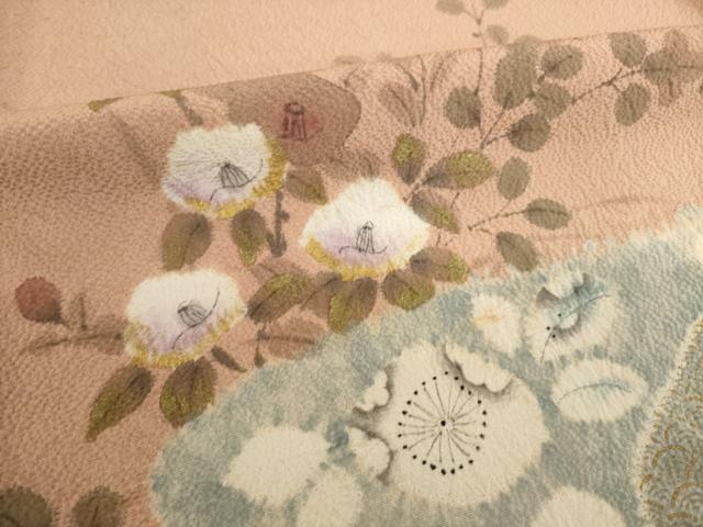 平和屋着物●訪問着 作家物 辻が花 手描き 絞り エ霞花文 金彩 正絹 逸品 AABI8222ck