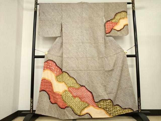 平和屋着物●訪問着 総絞り 道長吉祥花文 正絹 逸品 AABI8225ck