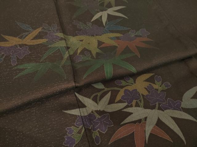 平和屋着物●訪問着 紗 草花文 金彩 金通し地 正絹 逸品 AABI8230ck