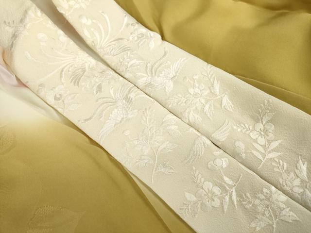 平和屋着物●振袖用長襦袢 袷 椿 暈し染め 金彩 ますいわ屋扱い 半衿刺繍 正絹 逸品 AABI8232ck