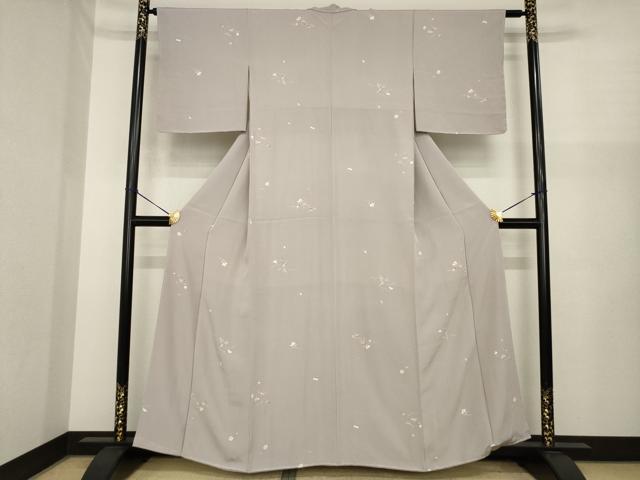 平和屋着物●上質な小紋 友禅 舞花文 正絹 逸品 未使用 AABI8235ck