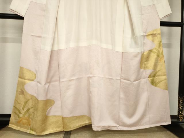 平和屋着物●豪華色留袖 刺繍 鴛鴦文 摺り剥がし 金彩 正絹 逸品 AABI8237ck