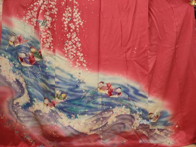 平和屋着物■豪華振袖 駒刺繍 鴛鴦花文 暈し染め 金銀彩 正絹 逸品 AABI8241st