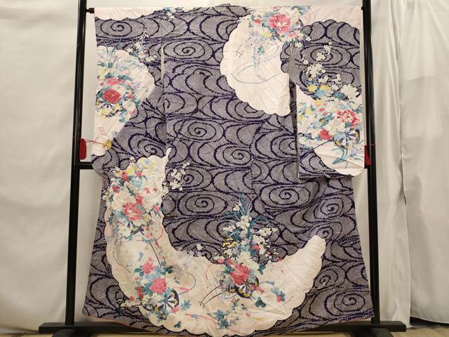 平和屋着物□豪華振袖 駒刺繍 花車文 正絹 逸品 AABI8244st