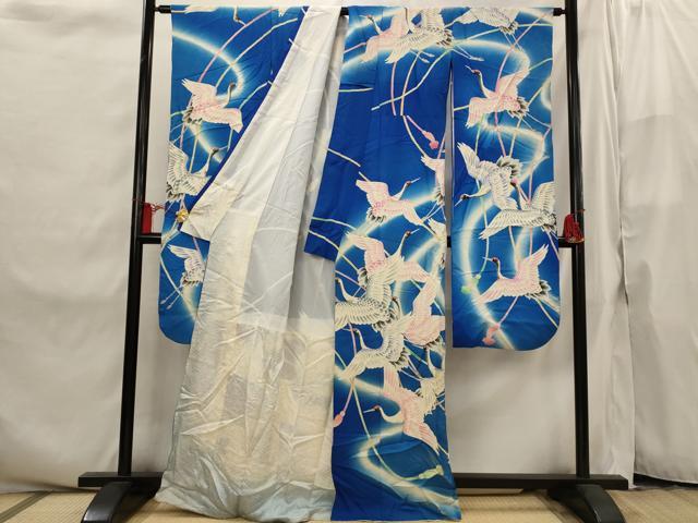 平和屋着物■豪華振袖 飛鶴文 暈し染め 正絹 逸品 AABI8245st