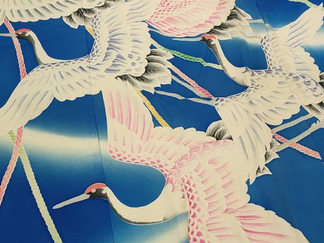 平和屋着物■豪華振袖 飛鶴文 暈し染め 正絹 逸品 AABI8245st