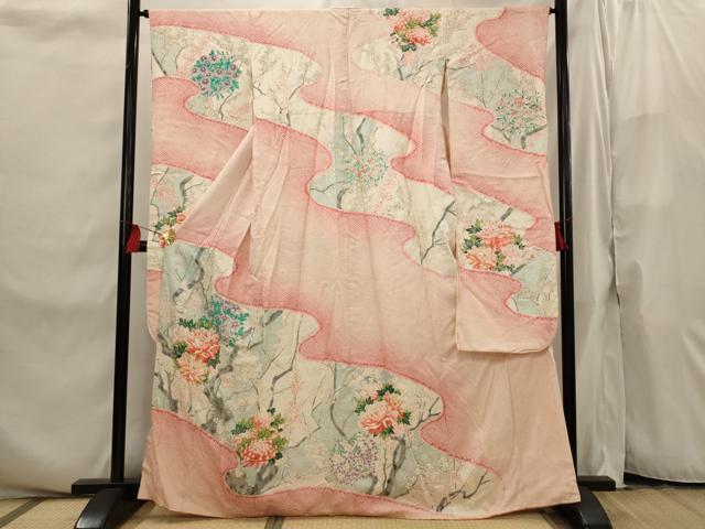 平和屋着物■豪華振袖 絞り 草花文 暈し染め 金彩 正絹 逸品 AABI8246st